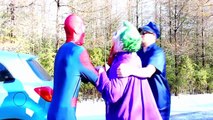 Spiderman & Joker vs Frozen Elsa! Pink Spidergirl vs hulk Batman! Superhero Fun in Real Life -)