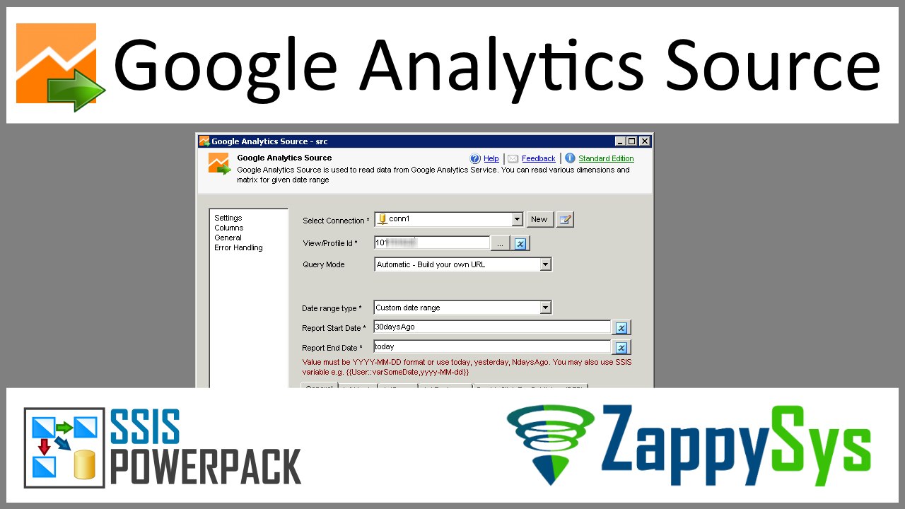 SSIS Google Analytics Source - Read data from Google Analytics Platform and load into SQL Server