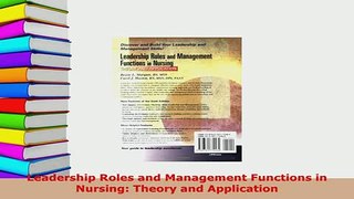 PDF  Leadership Roles and Management Functions in Nursing Theory and Application  EBook