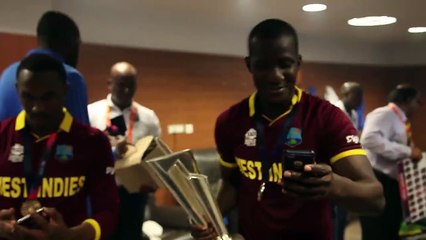 West indies Team in Dressing Room After Winning WT20 World Cup Final Match