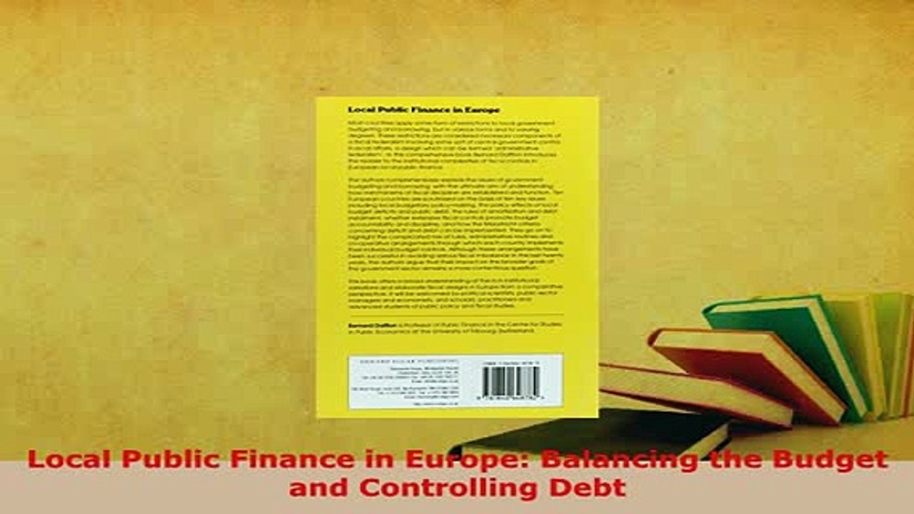 PDF  Local Public Finance in Europe Balancing the Budget and Controlling Debt Ebook