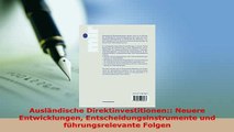 PDF  Ausländische Direktinvestitionen Neuere Entwicklungen Entscheidungsinstrumente und Free Books