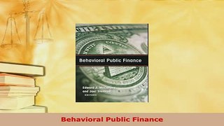 Download  Behavioral Public Finance Free Books