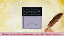 PDF  China Reforming Intergovernmental Fiscal Relations Ebook