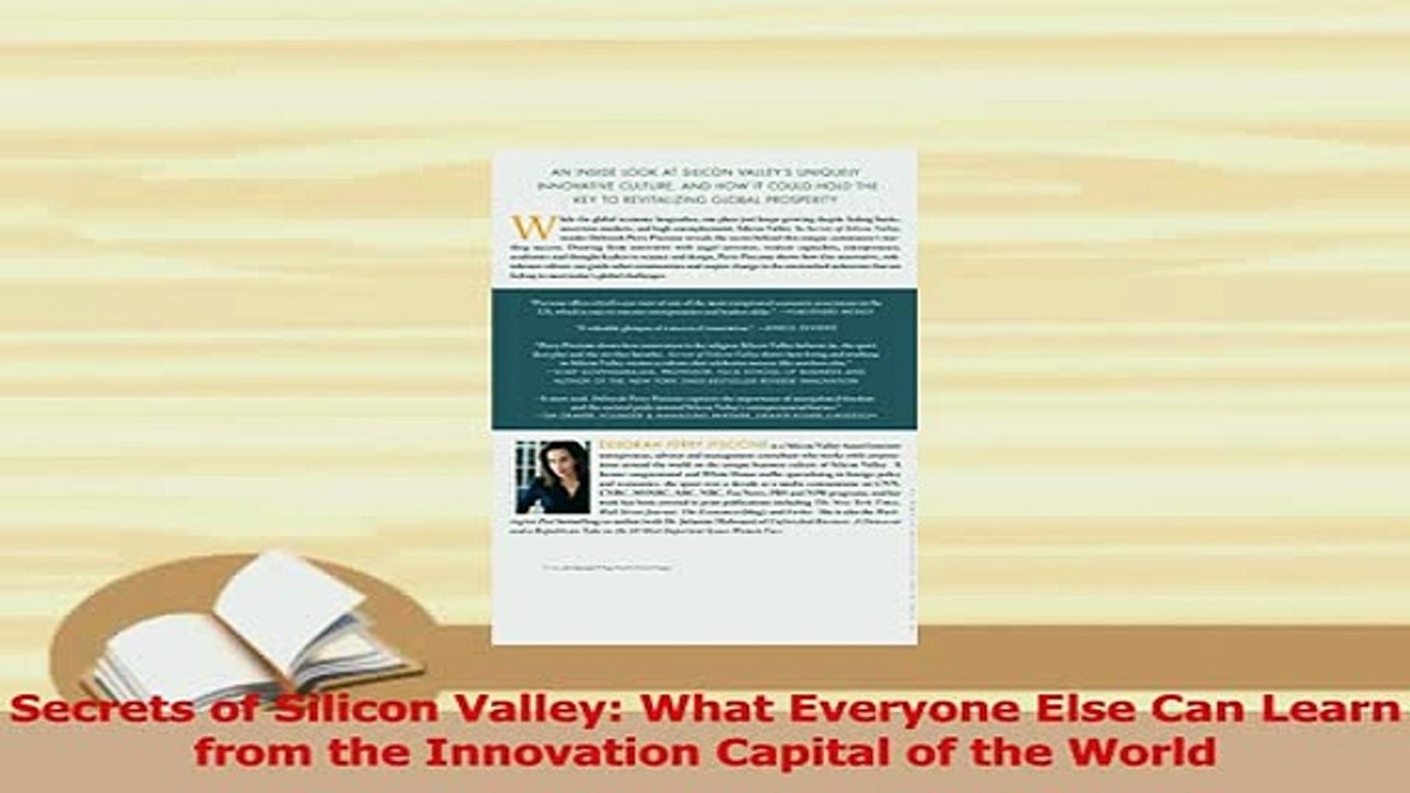 Read  Secrets of Silicon Valley What Everyone Else Can Learn from the Innovation Capital of the Ebook Free
