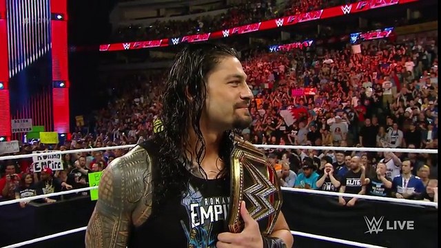 Roman Reigns is confronted by Kevin Owens, AJ Styles, Sami Zayn & Chris Jericho Raw, Apr. 4,. 2016