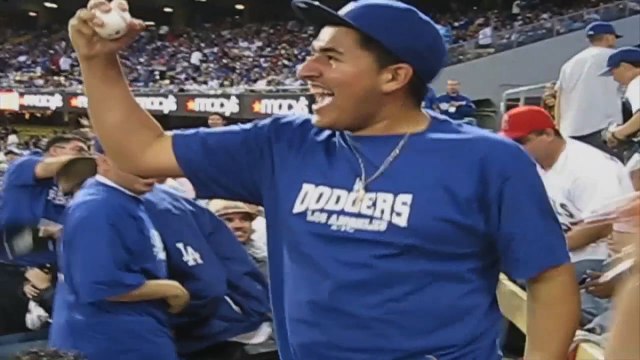 Fan Catches Foul Ball At Dodgers Game