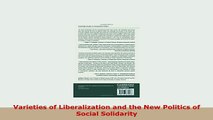 PDF  Varieties of Liberalization and the New Politics of Social Solidarity Free Books