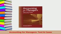 Download  Accounting for Managers Text  Cases  Read Online