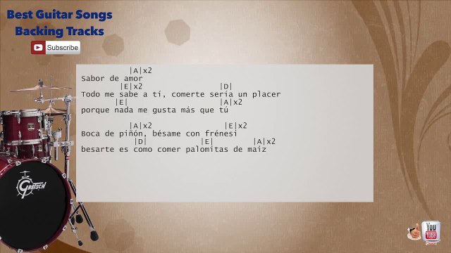 Sabor De Amor - Danza Invisible Drums Backing Track with chords and lyrics