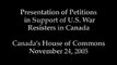 Liberal MP Catterall presents U.S. War Resisters petitions