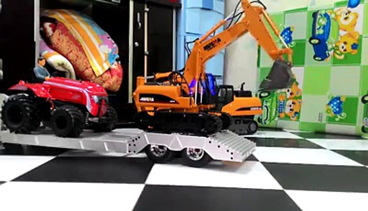 2 cat excavator and massey tractor