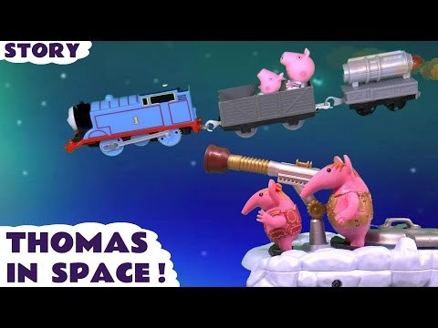 THOMAS IN SPACE - Join The Clangers as they are met by Thomas with his Jet Engine and Peppa Pig with George in this toy story, Featuring Thomas and Friends and many more family fun toys! Toy Unboxing video shown as creative play
