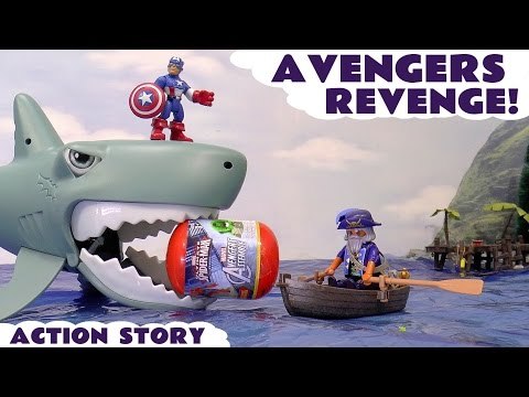 AVENGERS REVENGE! - Oh No! Playmobil Pirates have taken Spiderman and The Avengers Surprise Capsules! Can Captain America, Hulk and Iron Man help get them back using the Sea Shark? Featuring a Pirate Ship, Falcon, Loki, Star-Lord, Vision and many more!