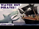 WATCH OUT PIRATES! --- Playmobil and Minion Pirates are attacked by a Shark aboard a Pirate Ship, Featuring a Shark Attack, Playmobil Pirate Ship, Play Doh, and many more family fun toys! An Unboxing Toy Story Review!