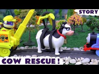 Download Video: COW RESCUE! --- Join Rubble and Rocky from the Paw Patrol pups in this Funny Rescue toy story as he tries to move a cow, Featuring Thomas and Friends, Play Doh and many more family fun toys! Second half features Spiderman and the Avengers