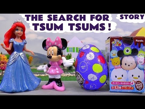 Thomas The Train helps Ariel Elsa and Minnie Mouse on a Disney Tsum Tsum Surprise Eggs Toys Search