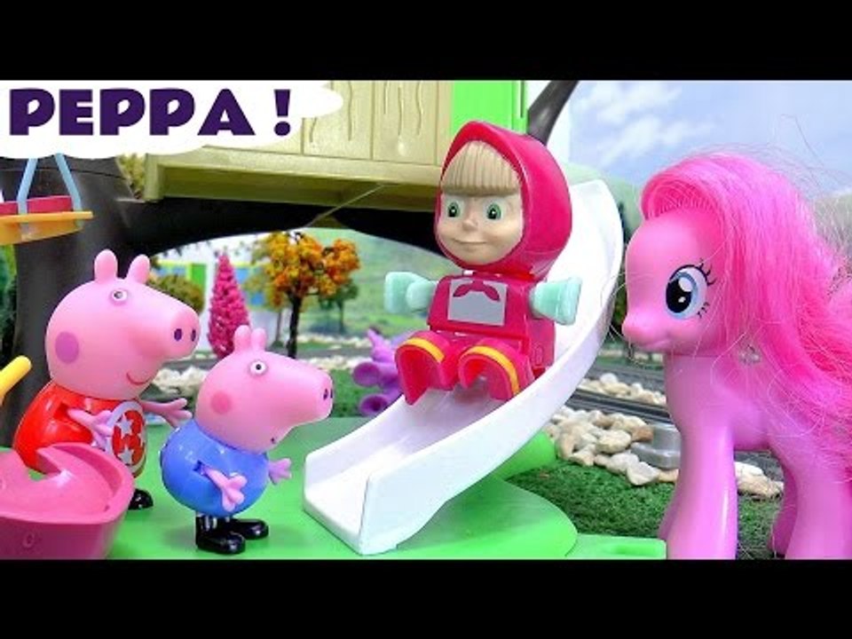 PEPPA EGGS! --- Peppa Pig and George collect and open Kinder Surprise Eggs, Featuring My Little Pony MLP, Masha and the Bear, The Good Dinosaur, Elsa from Disney Frozen, Thomas and Friends, and many more family fun toys