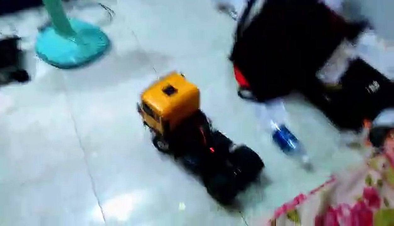 Bruder yellow Man truck testing in the house