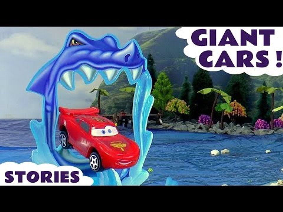 CARS STORIES --- GIANT! Join Lightning McQeen and Mater from Disney Cars to watch them Race, featuring Paw Patrol, Minions, Thomas and Friends, The Avengers, Spiderman, Kinder Surprise Eggs, Batman, Angry Birds and many more fun toys
