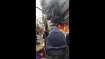 Manifestation contre la loi travail incendie dans un lycée de Levallois