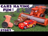 CARS HAVING FUN! --- Join Lightning McQueen and Mater from Disney Cars in Tractor Tipping Fun while 