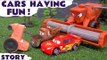CARS HAVING FUN! --- Join Lightning McQueen and Mater from Disney Cars in Tractor Tipping Fun while they Race Hulk, Captain America and Iron Man from the Avengers, also featuring Frank, Spiderman, TMNT, Batman and many more fun family toys