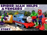 Spiderman Helps Marvel Avengers Hulk Thomas Train Accident | Minions Play Doh Banana Toy Unboxing