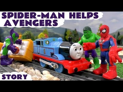 Spiderman Helps Marvel Avengers Hulk Thomas Train Accident | Minions Play Doh Banana Toy Unboxing