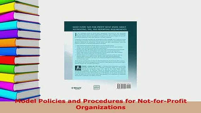 Read Model Policies and Procedures for NotforProfit Organizations Ebook Free