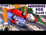 Thomas and Friends Surprise Eggs Race Minions Stop Motion Kinder Egg Cars Batman Huevos Sorpresa