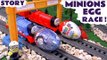 Thomas and Friends Surprise Eggs Race Minions Stop Motion Kinder Egg Cars Batman Huevos Sorpresa