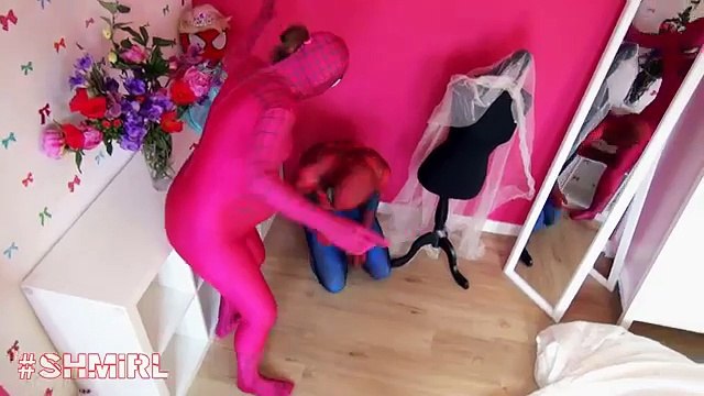 SPIDERGIRL Wedding Dress Pink Spidergirl with Spiderman Frozen Elsa Superheroes Real Life SHMIRL