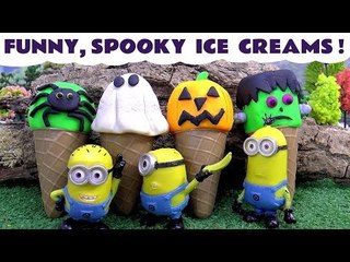 Descargar video: Halloween Funny Minions Spooky Play Doh Ice Cream and Thomas and Friends | Spiderman Shopkins