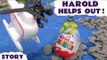 Thomas and Friends Harold helps Batman and Robin defeat The Joker | Kinder Surprise Egg story