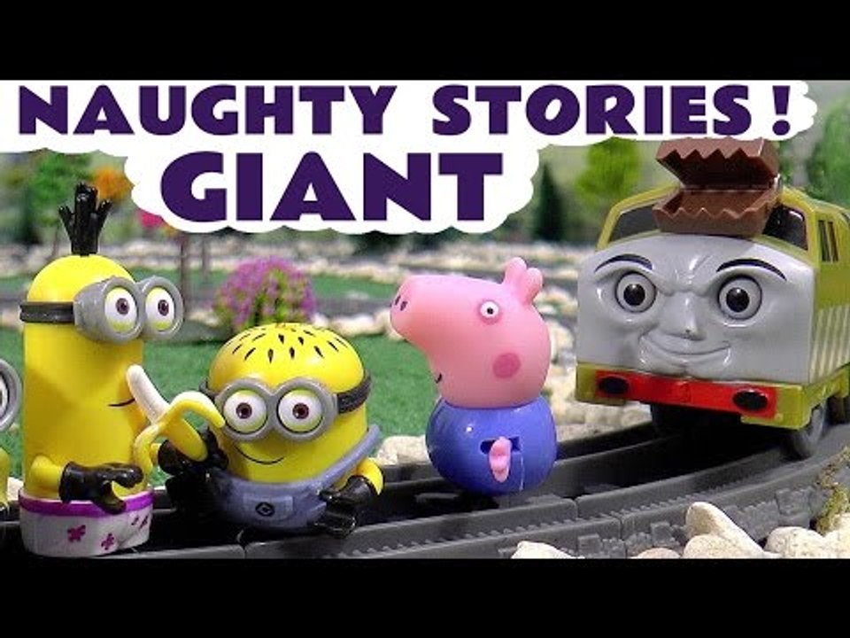 Giant Minions and Peppa Pig Thomas and Friends Naughty Stories | Juguetes de Peppa Pig Toy Trains