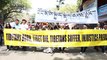 13th March Tibetan National Uprising where JNU Tibetan Students raising the slogan at Jantar Mantar at Delhi