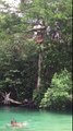 Tarzan girl jumping at Weeki Watchee Springs