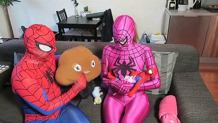 SPIDERMAN, PINK SPIDERGIRL & SPIDERBABY - Funny Superhero Parents Movie in Real Life
