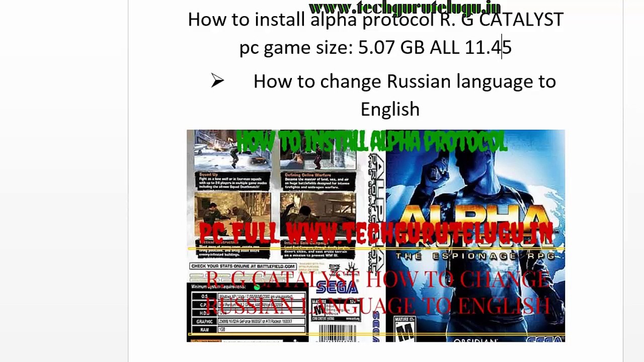 How to install Alpha Protocol G.CATALYST PC game How to change Russian language to English