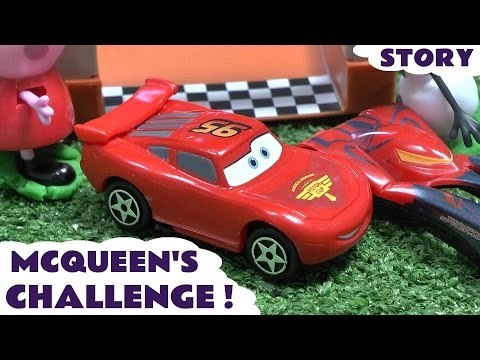 Disney Pixar Cars Race Spider-Man Challenge Play Doh Peppa Pig Frozen Judges on Neon Racers Track