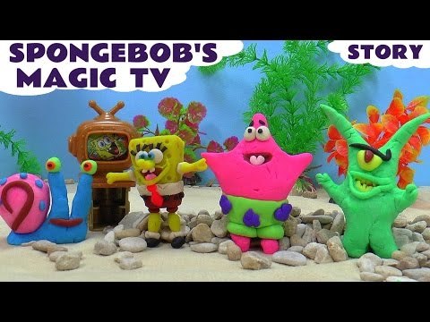Spongebob Magic TV Play Doh Episode Story - Minions Angry Birds Spider-Man Mickey Mouse Surprises