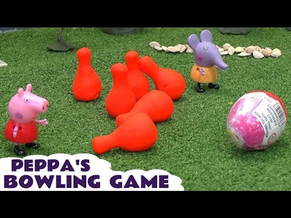 Peppa Pig Game Bowling Surprise Eggs Thomas and Friends Set Cars Hello Kitty Kinder Surprise