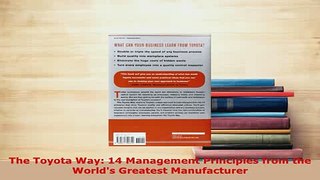 Download  The Toyota Way 14 Management Principles from the Worlds Greatest Manufacturer Free Books