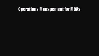 Read Operations Management for MBAs Ebook Online