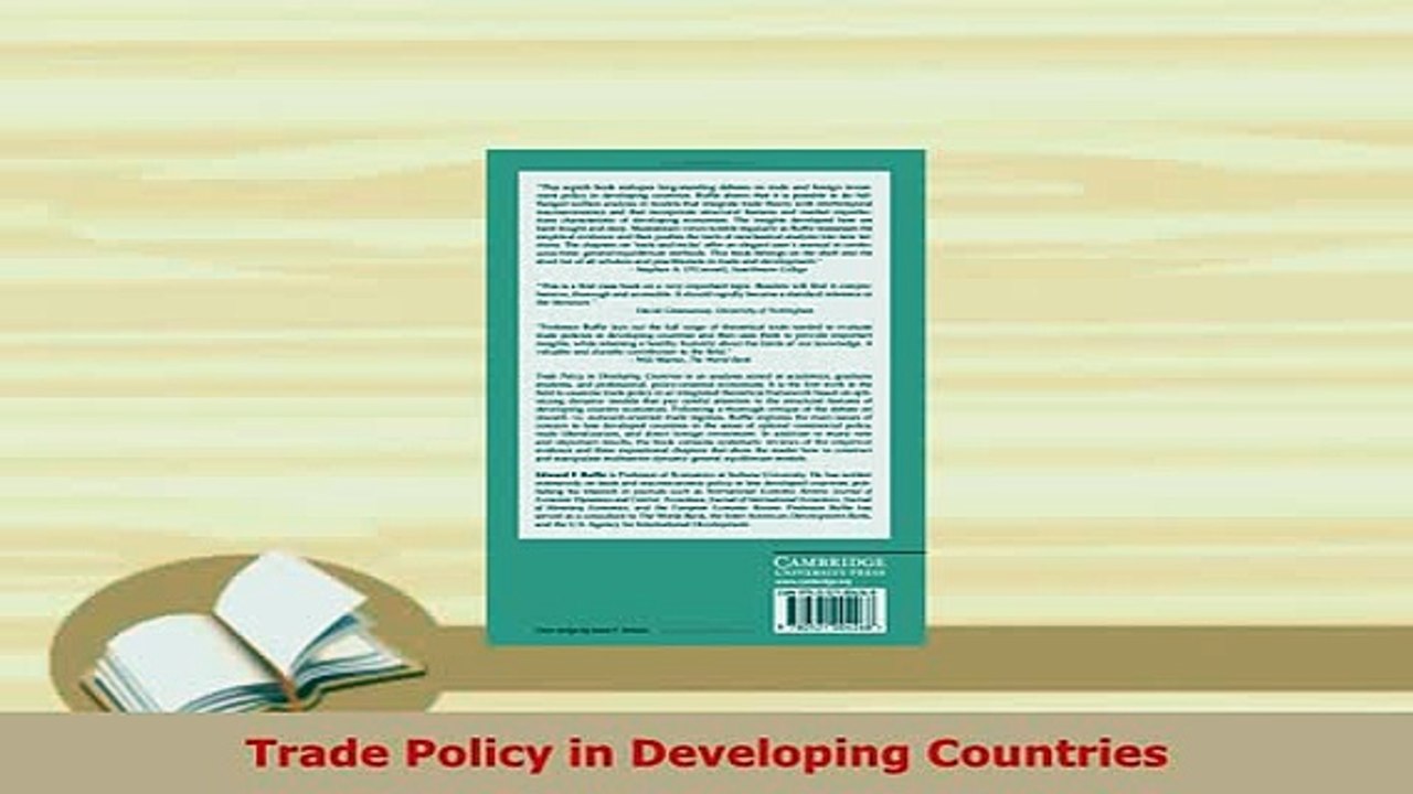 PDF  Trade Policy in Developing Countries PDF Online