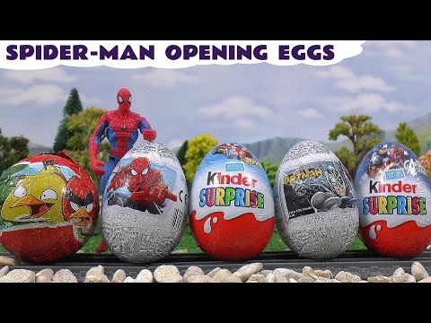 Thomas and Friends Diesel & Spider-Man Surprise Eggs Batman Angry Birds Kinder Avengers Hot Wheels
