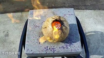 What Happens When You Pour Molten Copper In A Coconut?