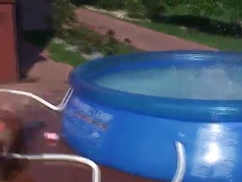 Дети купаются в бассейне летом на даче. Домашний аквапарк. Дети играют и веселятся. Funny kids