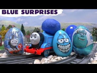 Learn Colours Surprise Eggs Play Doh Thomas The Tank Engine Doc McStuffins Pocoyo Blue Colors